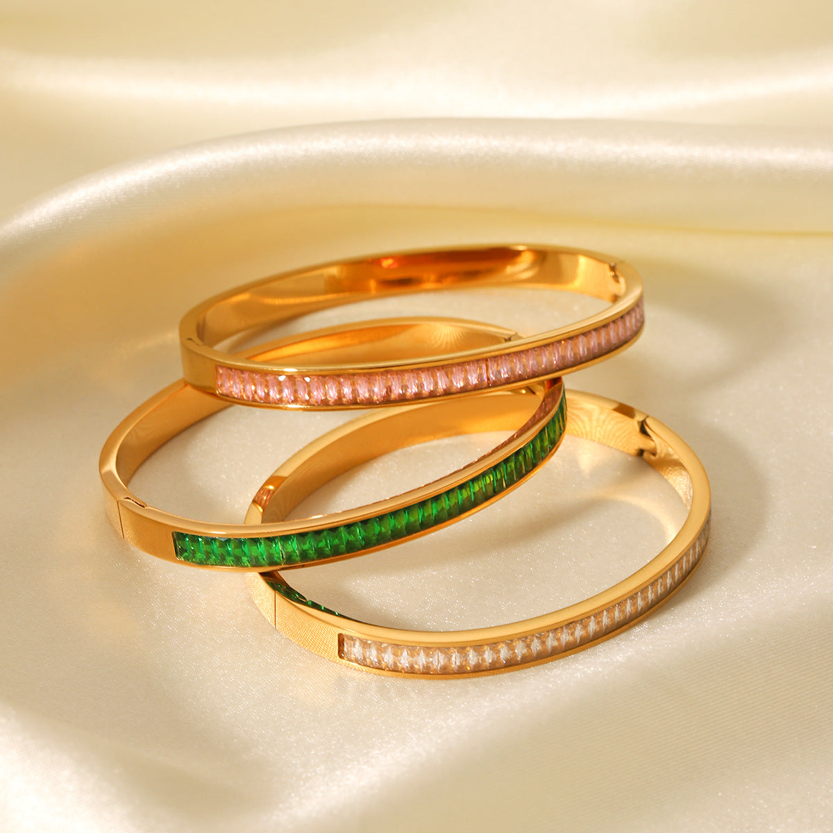 Ins-style 18K Gold Stainless Steel Bracelet Inlaid with Zircon, Made of Titanium Steel, Non-fading, High-end Hand Jewelry