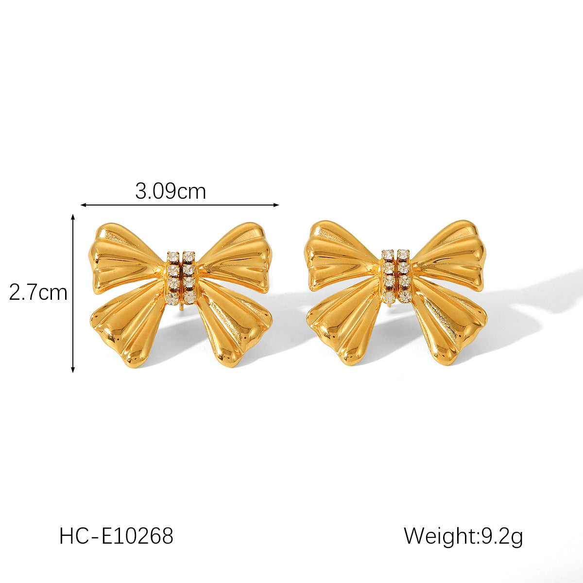 INS-style Titanium Steel Bowknot Earrings, 18K Gold Stainless Steel Butterfly Pearl Earrings, High-end Ear Jewelry