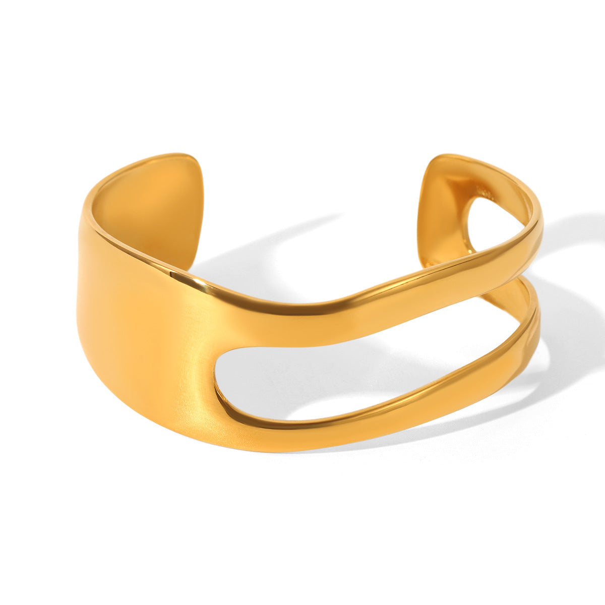 Titanium Steel Bracelet for Women, High-end Asymmetric Open Bracelet, Stainless Steel Jewelry, 18K Gold-plated Accessory