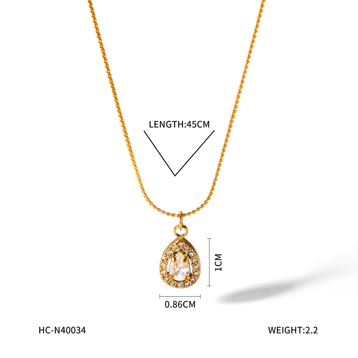 18K Gold Stainless Steel Necklace Female Ins Style Fashion Personality Geometric Titanium Steel Necklace Heart Necklace