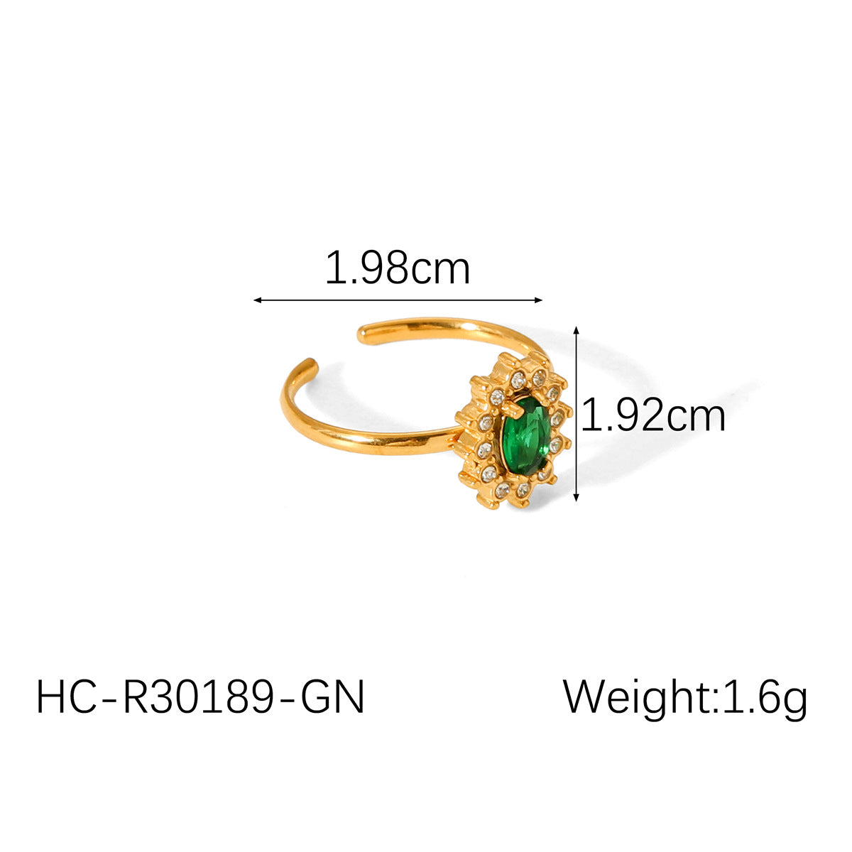 Zircon titanium steel ring jewelry, non-fading, French style, high-end stainless steel open ring