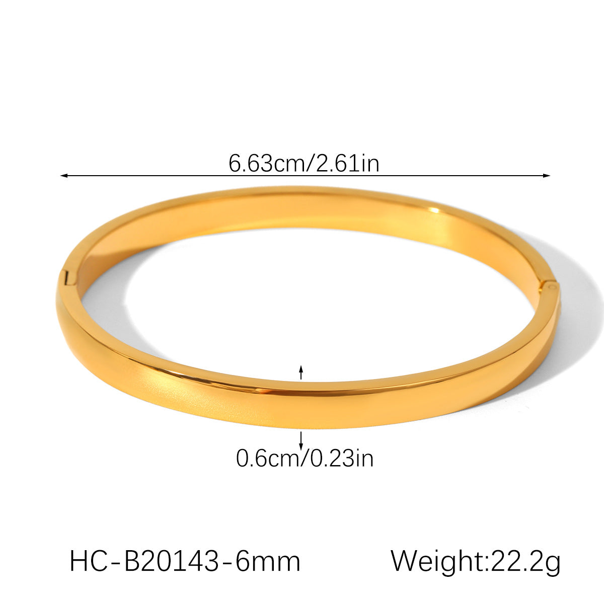 Women Smooth 18K Gold-plated Stainless Steel Bracelet with Buckle High-end Opening Bracelet Non-fading Titanium Steel Jewelry
