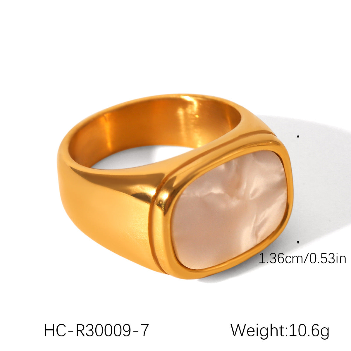 Ins-style Large Glossy 18K Gold Stainless Steel Ring for Women, Featuring Temperament, Titanium Steel, Non-fading, and High-end Hand Jewelry