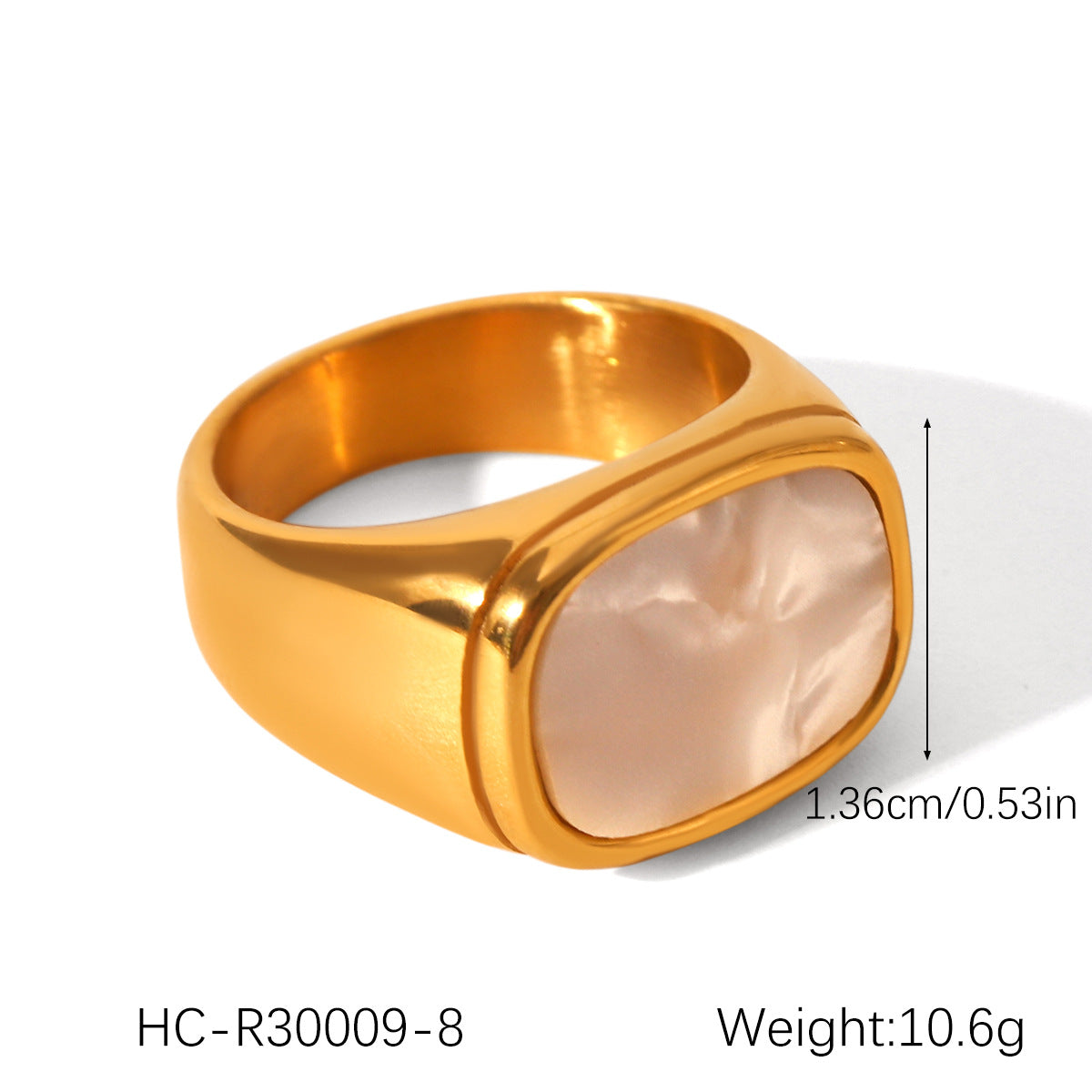 Ins-style Large Glossy 18K Gold Stainless Steel Ring for Women, Featuring Temperament, Titanium Steel, Non-fading, and High-end Hand Jewelry