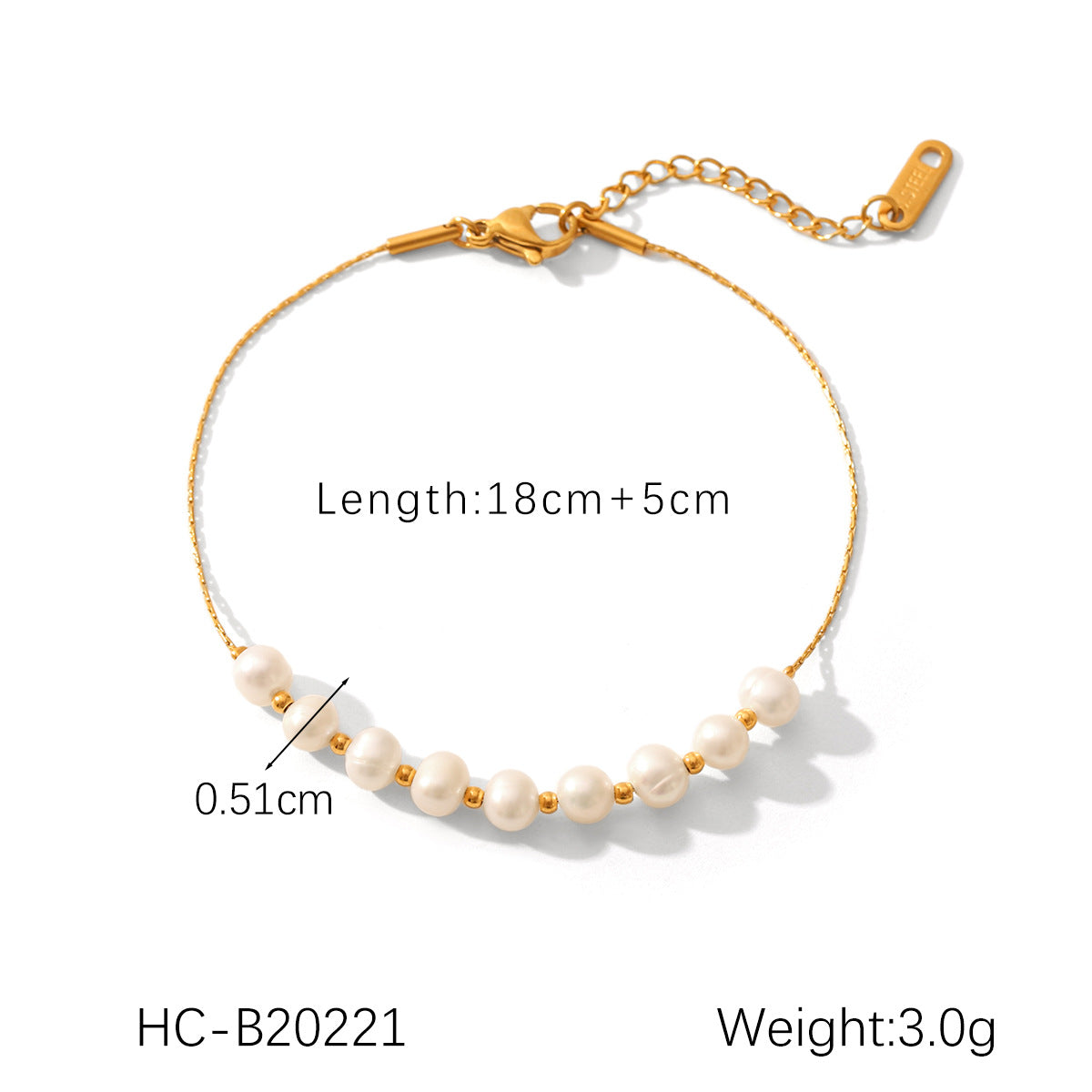 Stainless Steel 18K Gold-plated Bracelet, Non-fading, with Paperclip Chain Spacing, Freshwater Pearl Bracelet, Jewelry