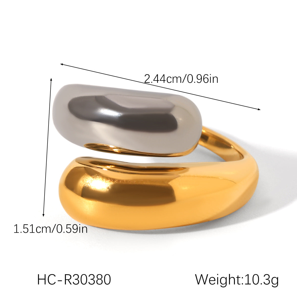 Ins-style Large Glossy 18K Gold Stainless Steel Ring for Women, Featuring Temperament, Titanium Steel, Non-fading, and High-end Hand Jewelry