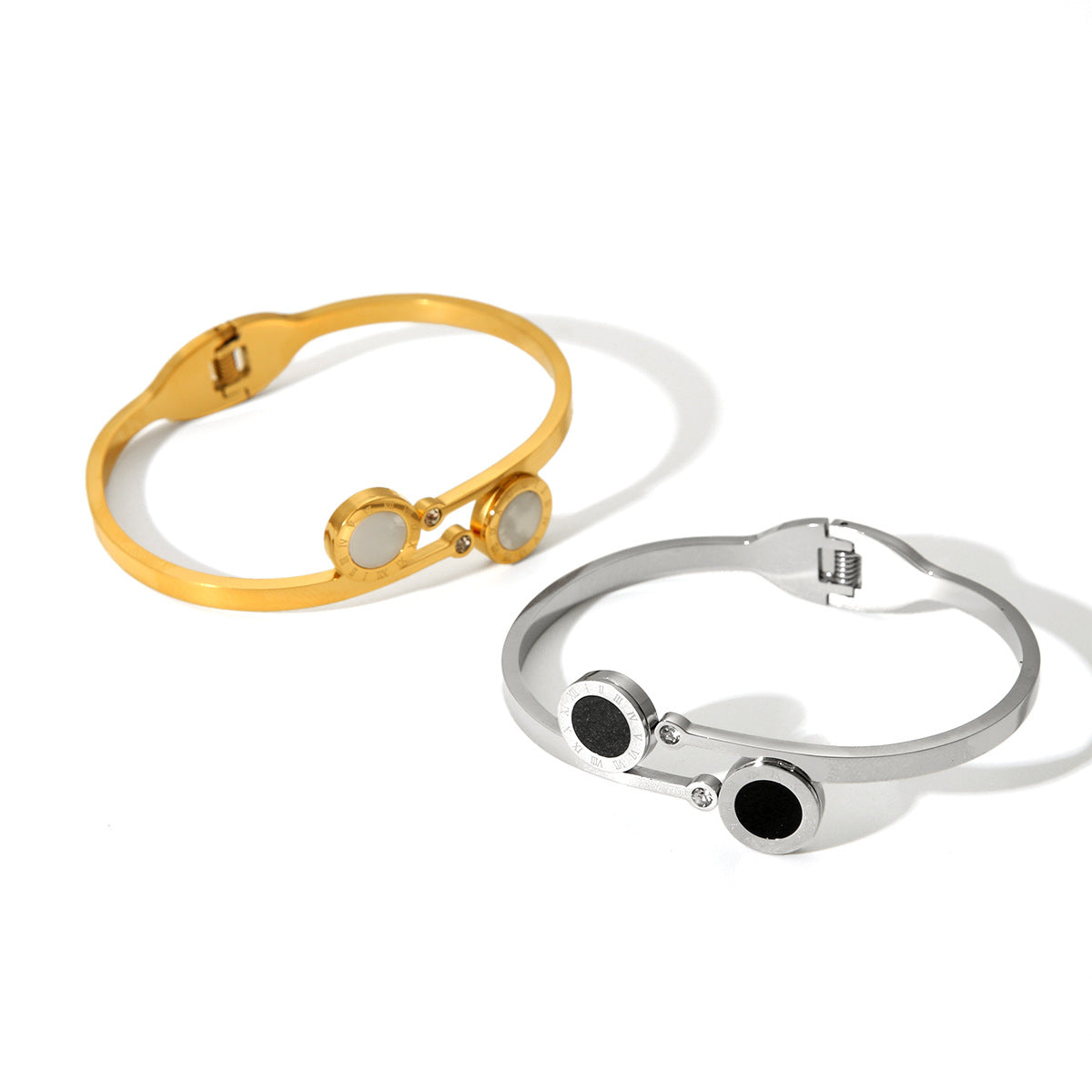 Light Luxury Titanium Steel Bracelet for Women, Non-fading Stainless Steel Jewelry, Inlaid with Mother-of-pearl Bracelet Jewelry