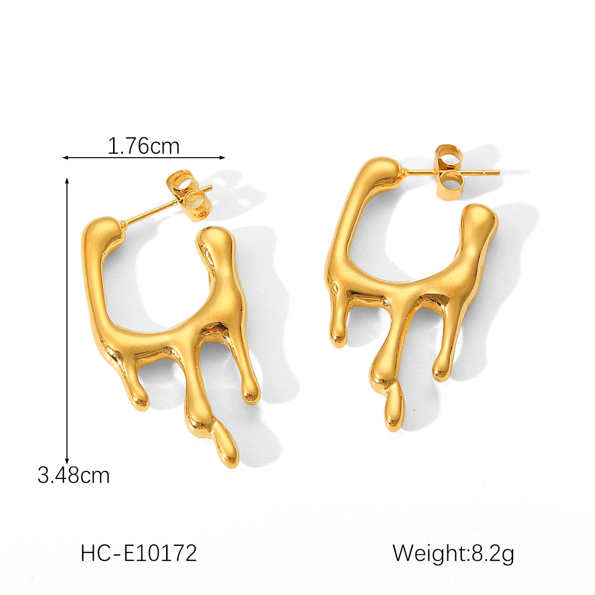 Earrings 18k Gold Stainless Steel Lava-shaped Earrings Design Sense Does Not Fade Earrings Female