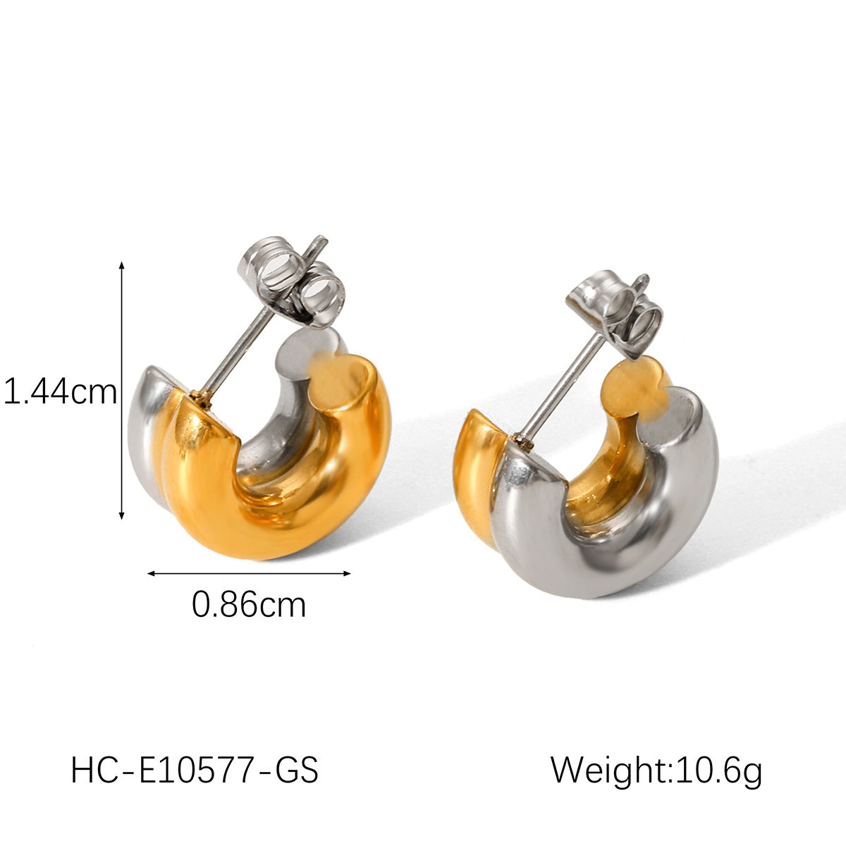 18K Gold Double-layer Stainless Steel Earrings INS Style Color Blocked Titanium Steel Earrings for Women's Fashion, Simple and Non Fading Earrings
