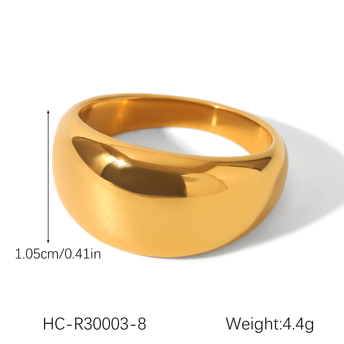 Ins-style Large Glossy 18K Gold Stainless Steel Ring for Women, Featuring Temperament, Titanium Steel, Non-fading, and High-end Hand Jewelry
