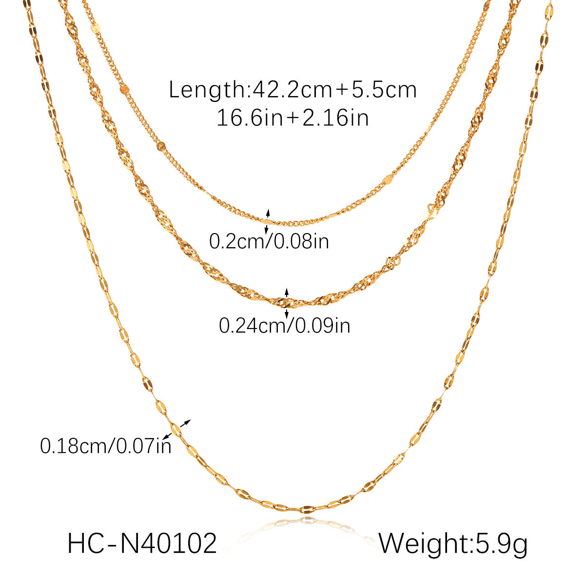 Light Luxury 18K Gold-plated Necklace with Multi-layer Stainless Steel, High-end Necklace, Non-fading Titanium Steel Jewelry