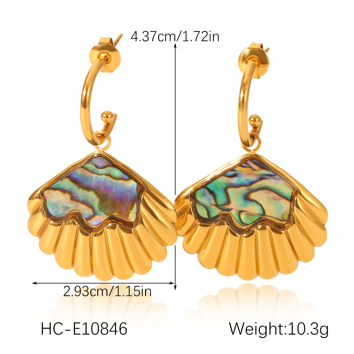 18K Gold Stainless Steel Shell Earrings, Luxurious and High-end, with Pearl Earrings and Titanium Earrings, Versatile and Easy To Match