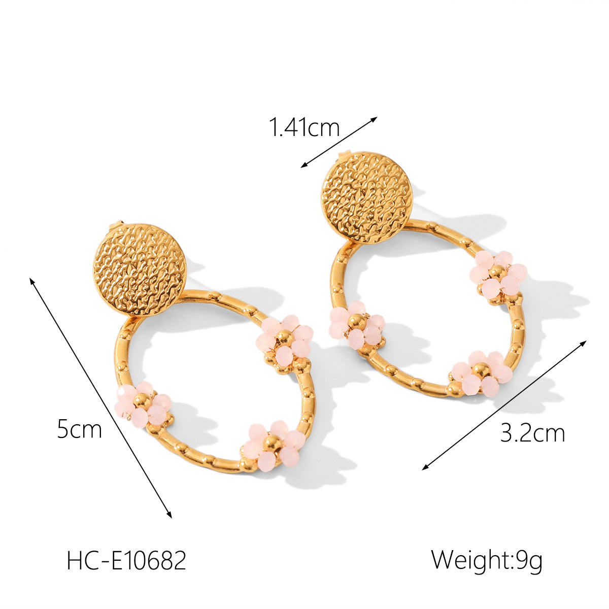 Flower earrings, 18K gold stainless steel, butterfly design with zircon, pearl drop earrings, women's flower garland earrings