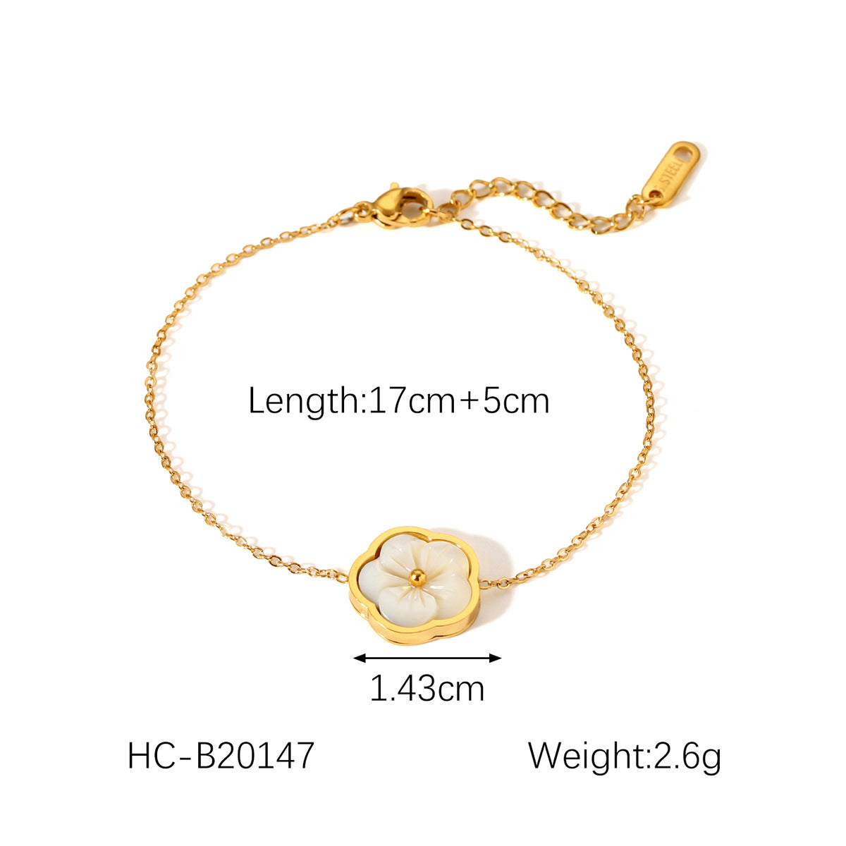High-end stainless steel earrings with zircon flowers and mother-of-pearl petals pendant for women's necklace and bracelet jewelry