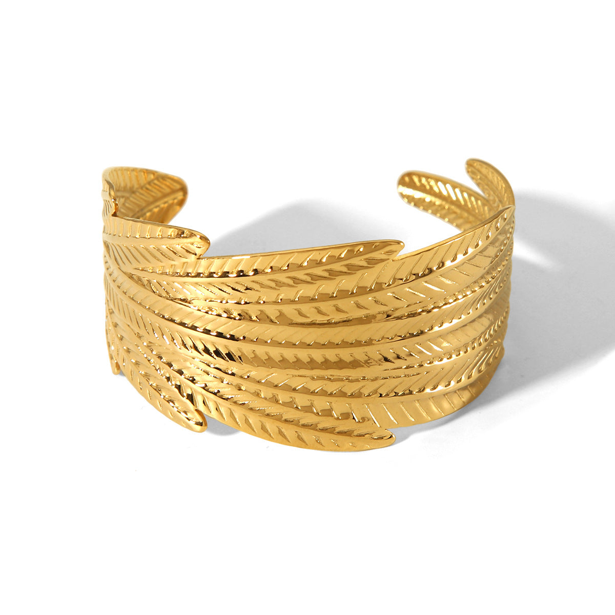 Exaggerated Titanium Steel Bracelet Design Sense 18K Gold Stainless Steel Feather Bracelet Light Luxury Versatile Handpiece