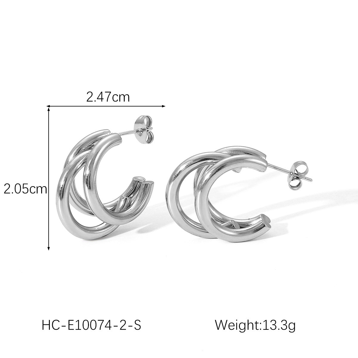 INS Three-layer Stainless Steel Gold-plated Earrings for Women, Light Luxury, High-end, Personalized, 18K Gold Temperament Earrings
