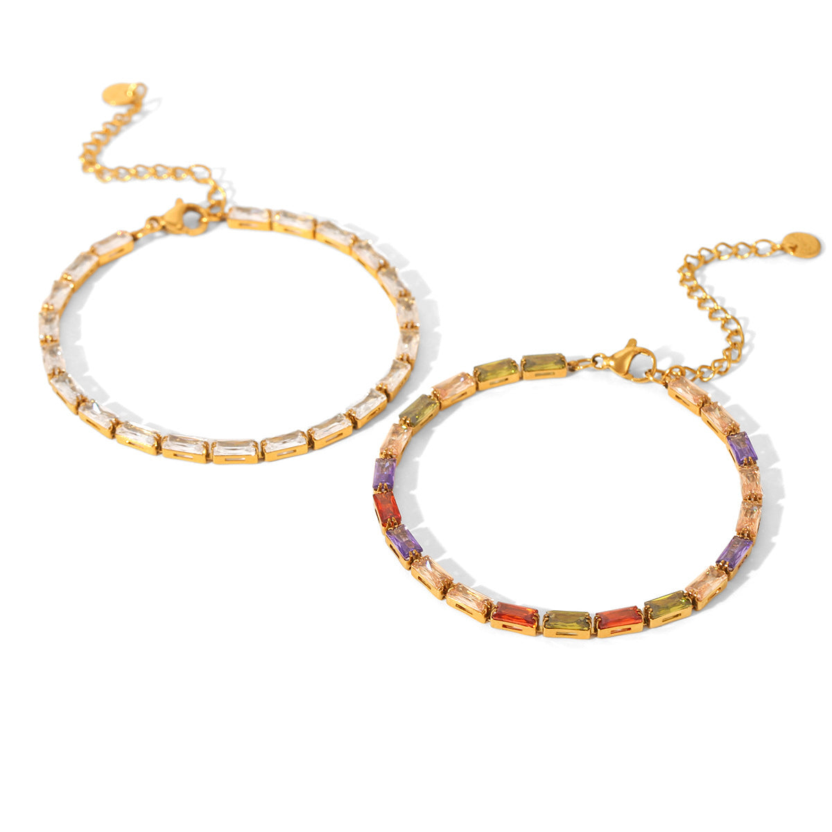 INS18K Gold Stainless Steel Zircon Bracelet, Light Luxury and High-end Gemstone Bracelet for Women