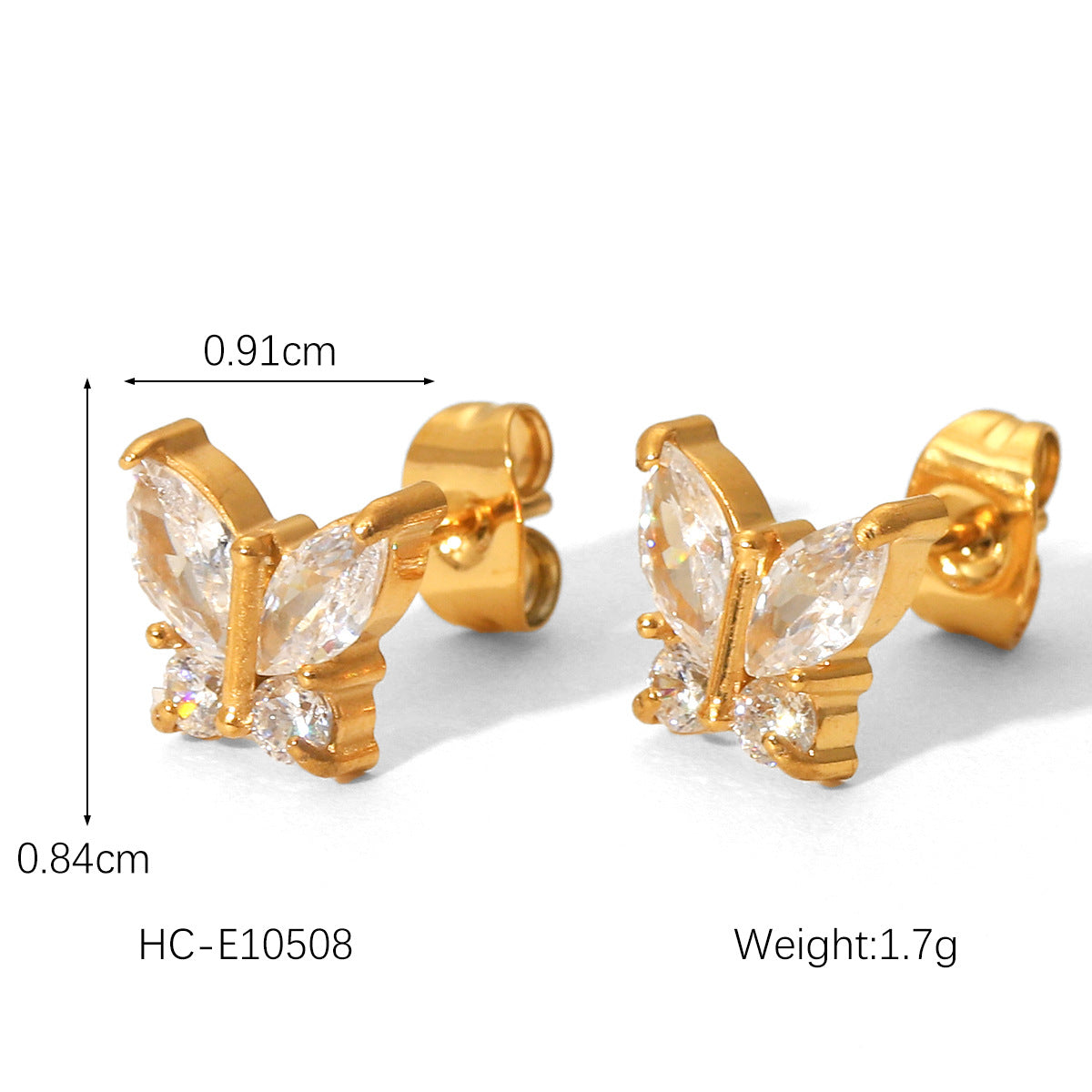 Fashionable and Personalized Butterfly Zircon Star Earrings, Ins-inspired Light Luxury Stainless Steel Five-petaled Flower Pearl Earrings