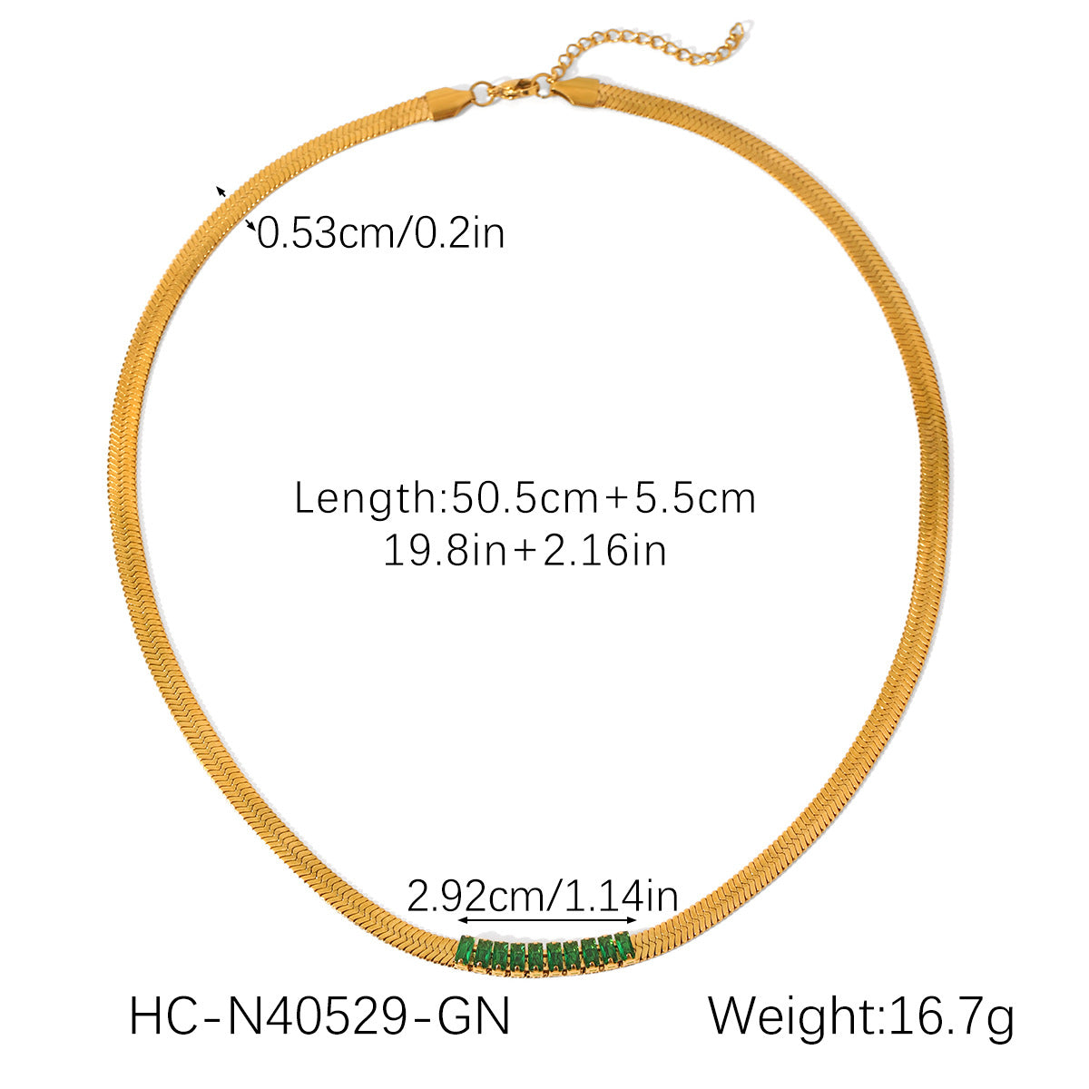18K Gold Stainless Steel Blade Chain Inlaid with Zircon Necklace, High-end Flat Snake Chain, Titanium Steel Clavicle Chain