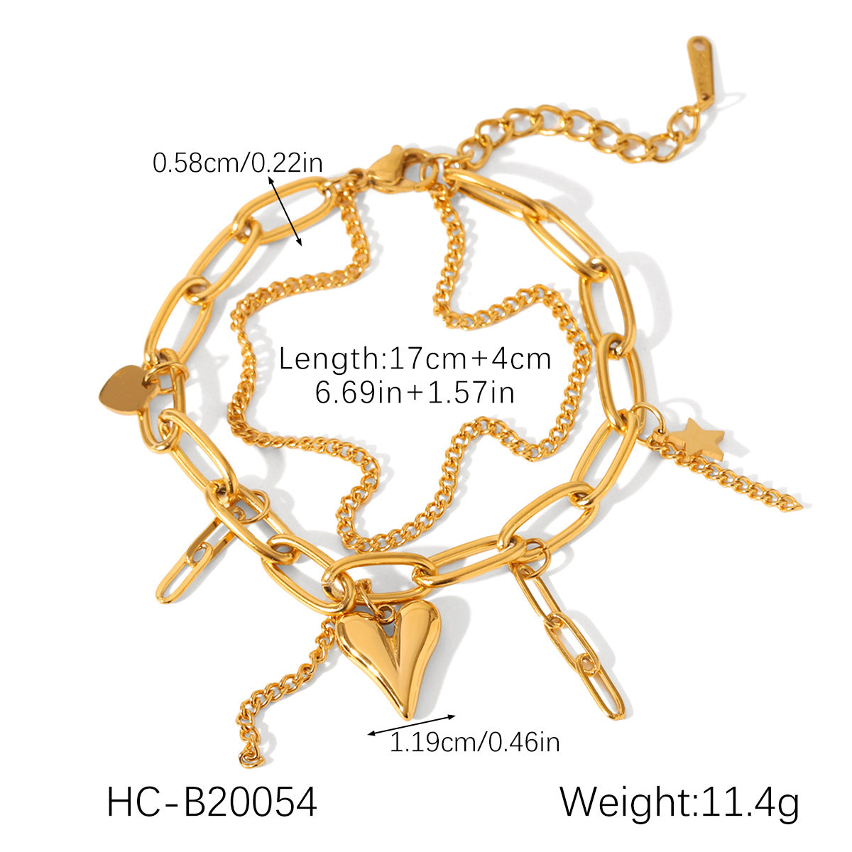 OT Buckle Heart-shaped Pendant Stainless Steel Bracelet for Women, Non-fading, High-end Feel, Heart-shaped Jewelry, Titanium Steel Accessory