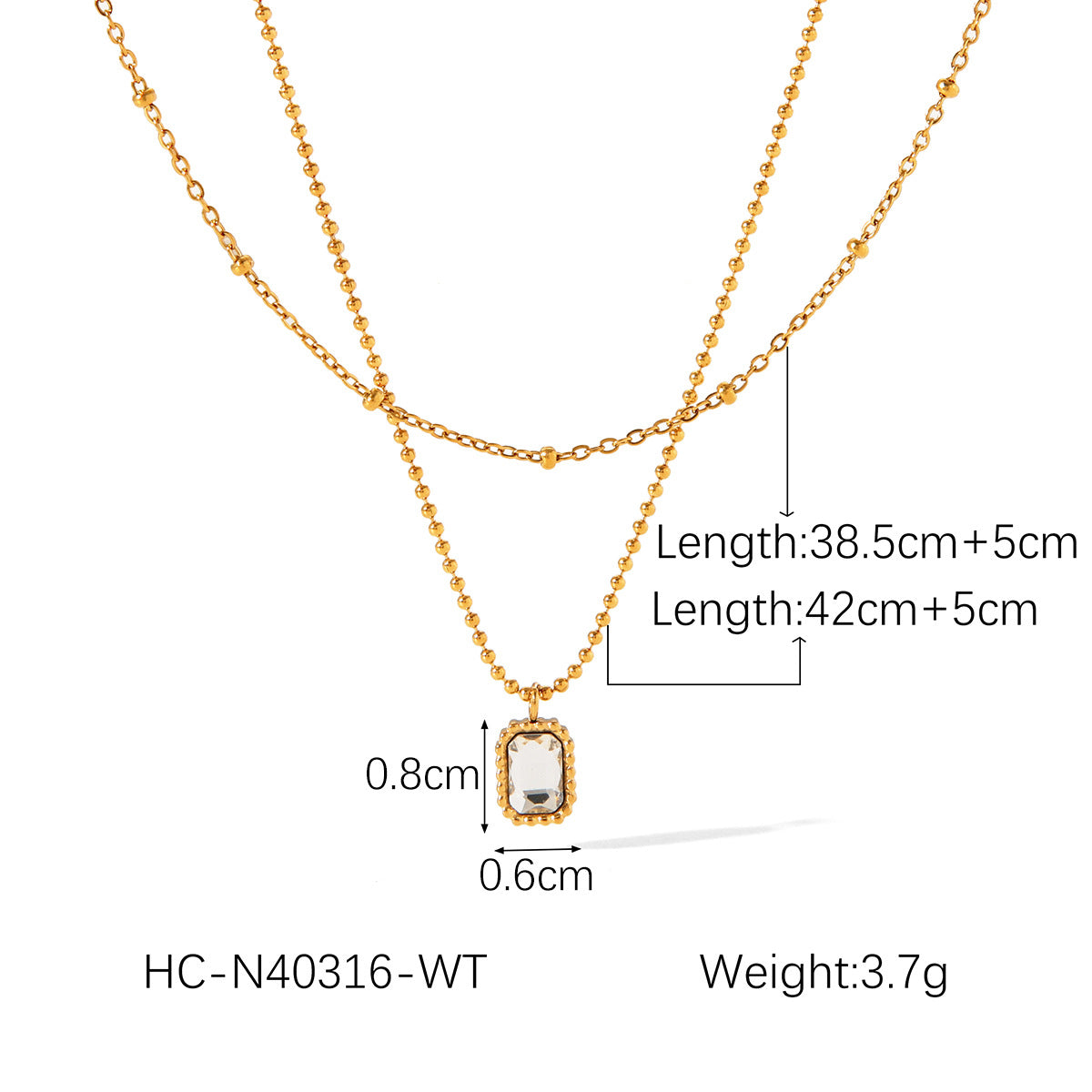 Fashionable Light Luxury Zircon Stainless Steel Necklace Female High-end 18k Gold Double-layer Stacked Collar Chain