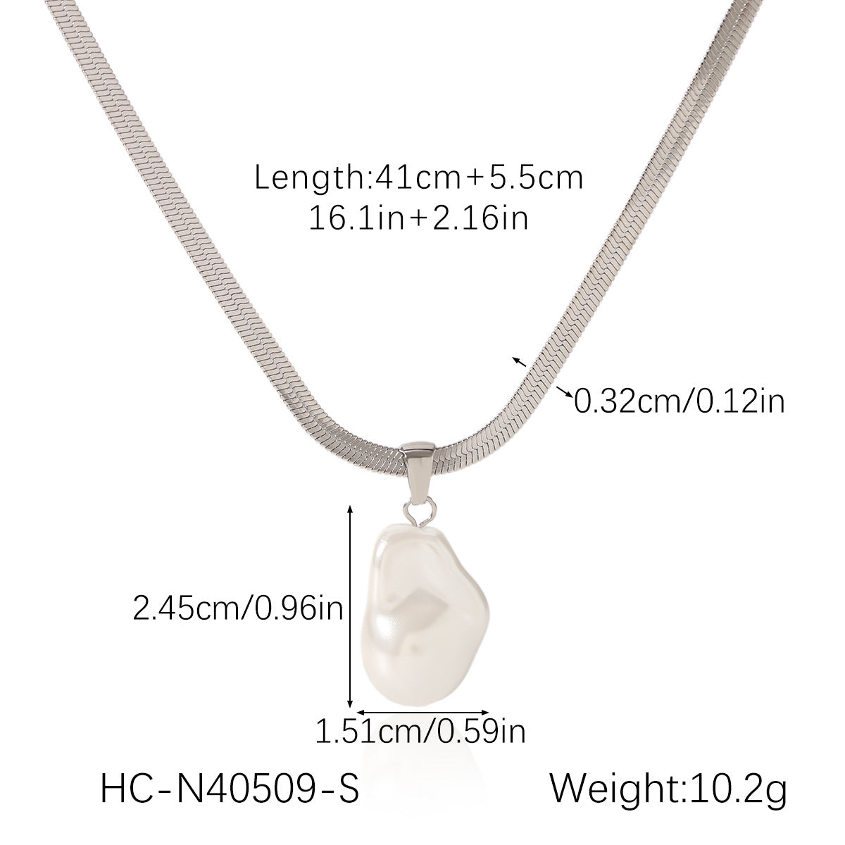 Baroque Pearl Pendant Necklace, Stainless Steel Blade Chain, 18K Gold-plated Clavicle Chain, Women's Titanium Steel Necklace