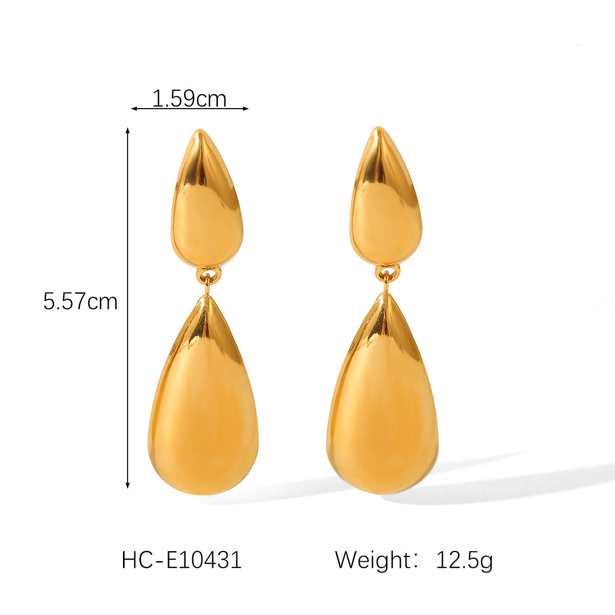 Fashionable and Personalized 18K Gold-plated Earrings, Stainless Steel Water Drop Earrings, Women's Ins-inspired High-end Earrings and Ear Jewelry
