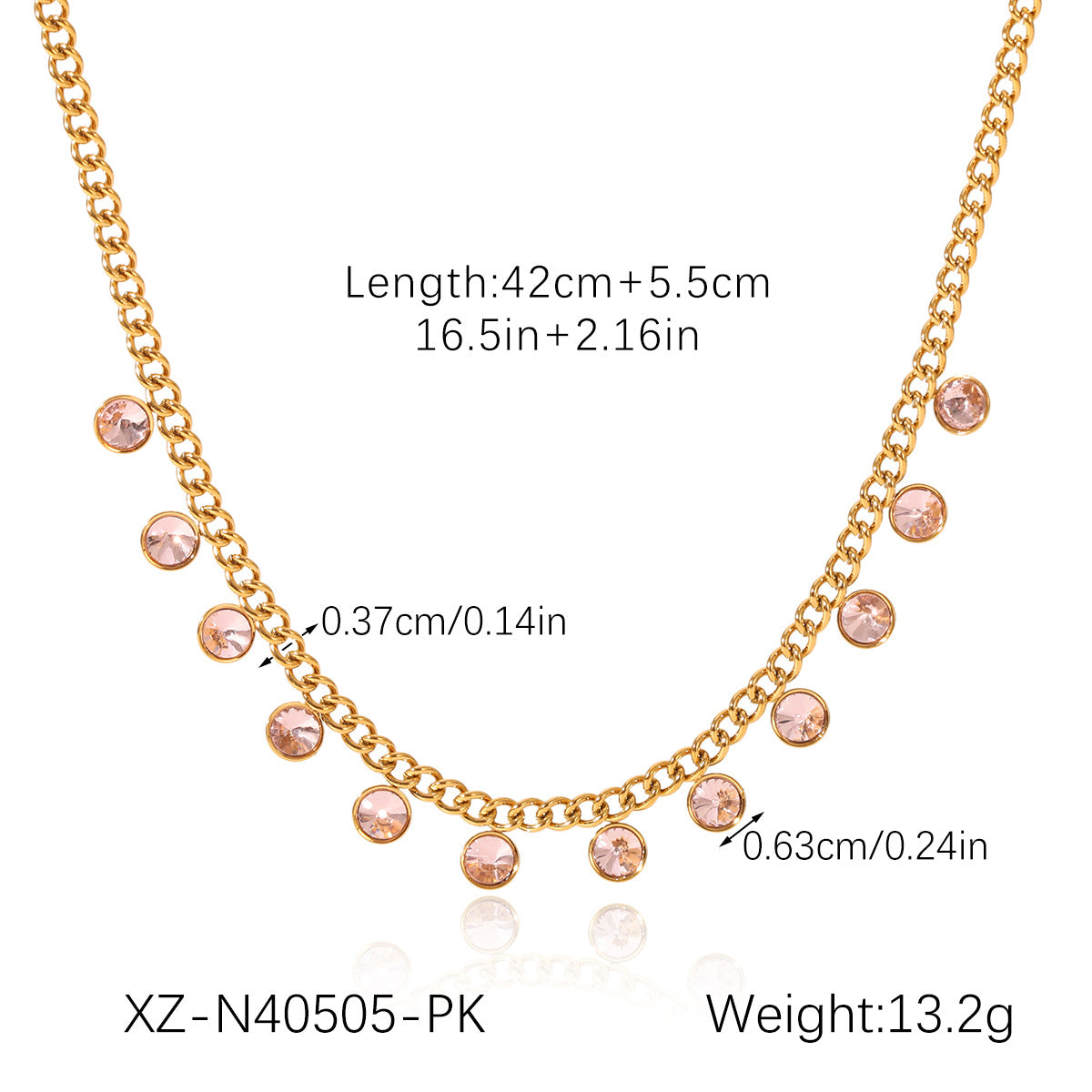 Stainless Steel Fringed Necklace, Round Zircon Necklace, High-end Personalized Style Clavicle Chain, Titanium Steel Necklace Accessory