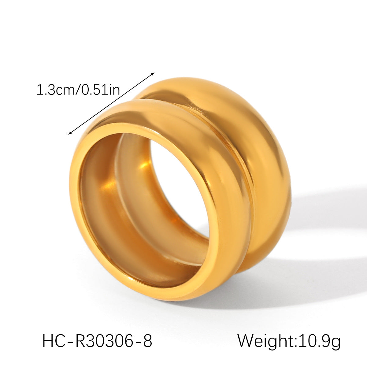 INS Style European and American 18K Gold-plated Double-layer Stainless Steel Ring, Niche and High-end, Non-fading, Finger Ring, Titanium Steel Jewelry