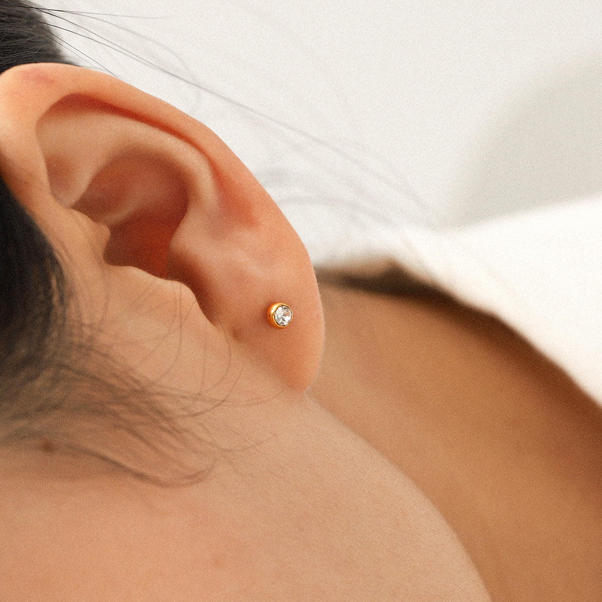 Stainless Steel Earrings, Light Luxury Niche Style, Three Pairs of Zircon Stud Earrings for Women, Designed with A Sense of Design, Titanium Steel Earrings