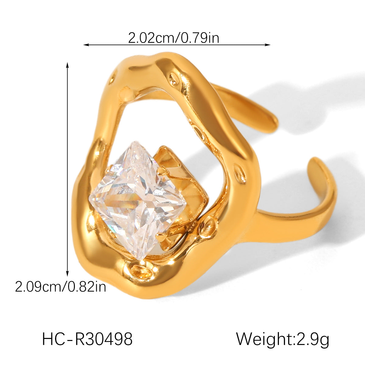 Zircon Ring for Women, Non-fading Titanium Steel Ring, Niche and High-end Open Ring, Stainless Steel Ring