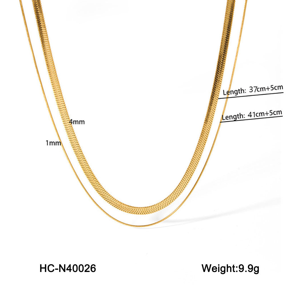 New Double-layer Snake Bone Necklace, Same Style As The Popular Item on Instagram, Women's Versatile Stainless Steel Necklace