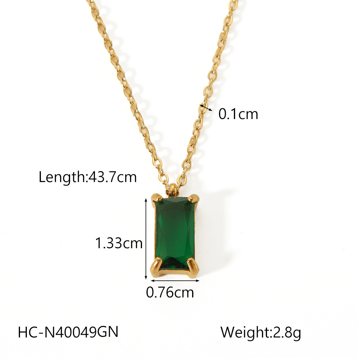 18K Gold Stainless Steel Geometric Pendant Necklace with Zircon, Women's Fashion Simple Titanium Steel Necklace