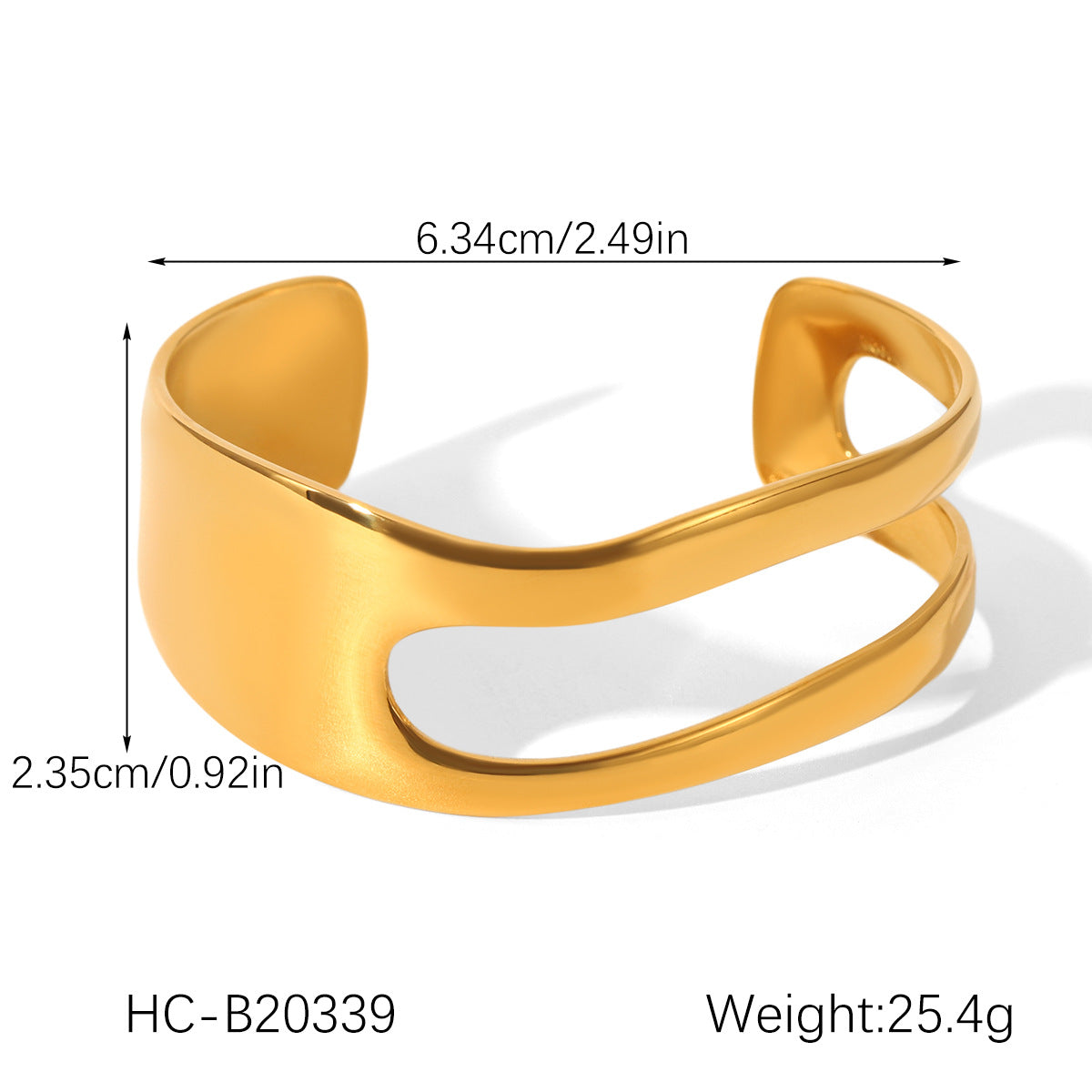 Titanium Steel Bracelet for Women, High-end Asymmetric Open Bracelet, Stainless Steel Jewelry, 18K Gold-plated Accessory