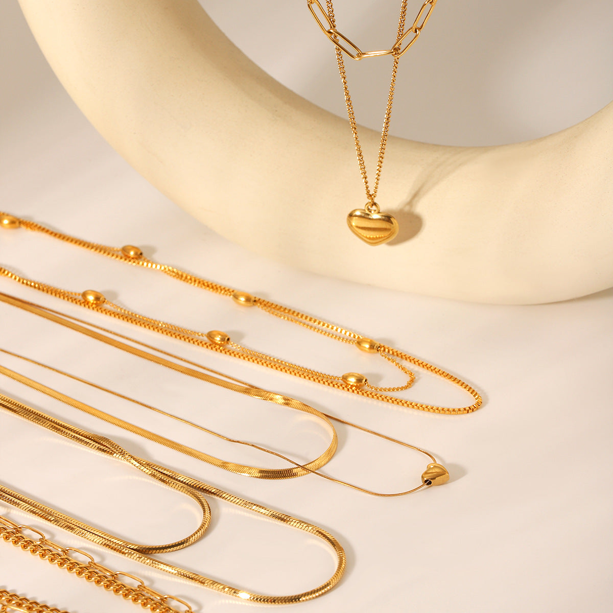 Light Luxury 18K Gold-plated Necklace with Multi-layer Stainless Steel, High-end Necklace, Non-fading Titanium Steel Jewelry