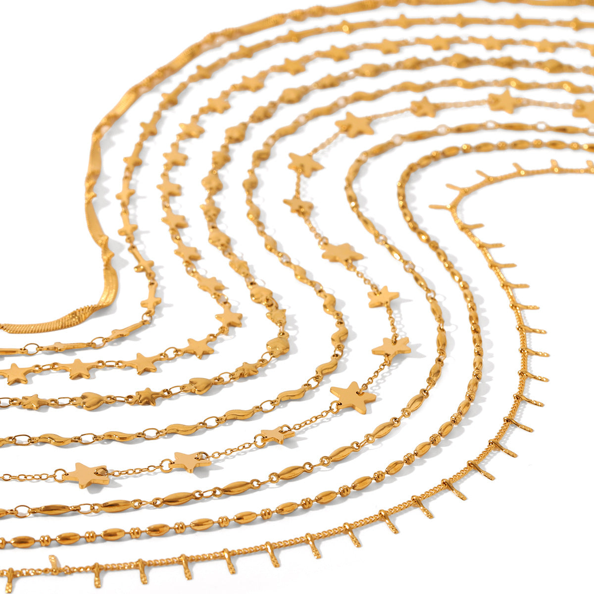 Handmade Stainless Steel Necklace with A Non-fading Five-pointed Star Pendant, Gold Bean-shaped Clavicle Chain, and Titanium Steel Necklace