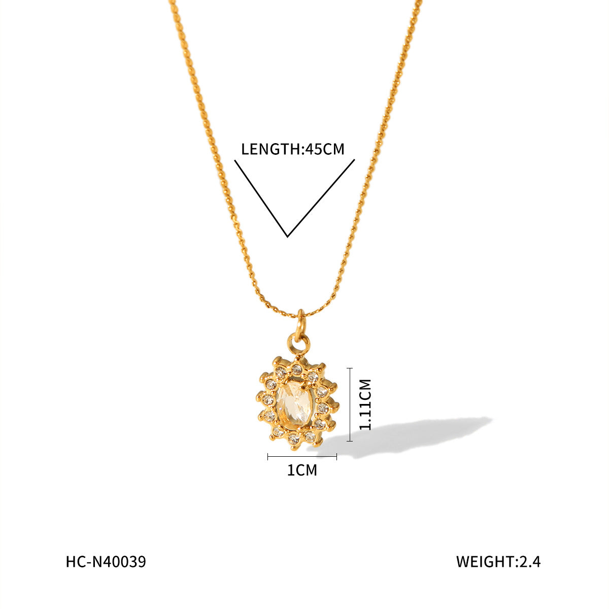 18K Gold Stainless Steel Necklace Female Ins Style Fashion Personality Geometric Titanium Steel Necklace Heart Necklace