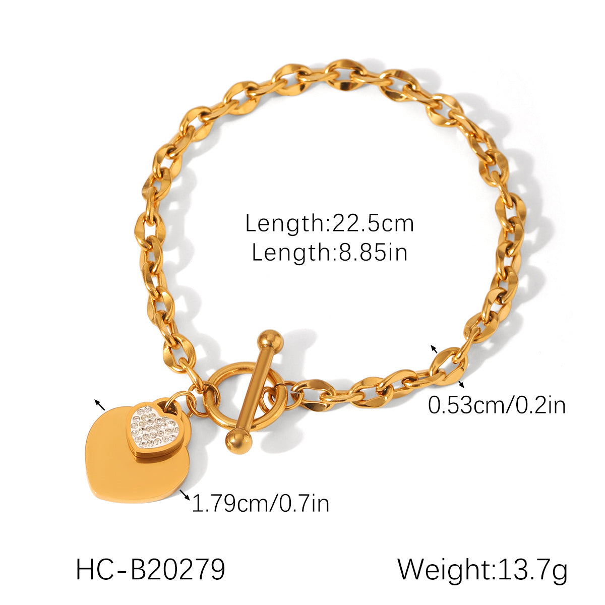 OT Buckle Heart-shaped Pendant Stainless Steel Bracelet for Women, Non-fading, High-end Feel, Heart-shaped Jewelry, Titanium Steel Accessory
