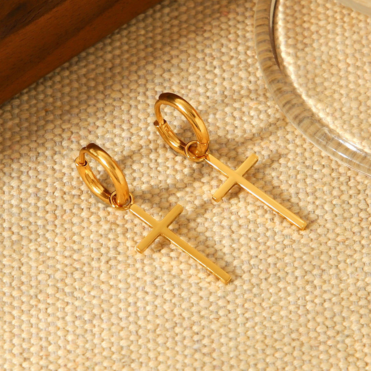 Stainless Steel Earrings, Cross Earrings, Light Luxury, High-end Pendant, Earrings, Versatile Titanium Steel Jewelry