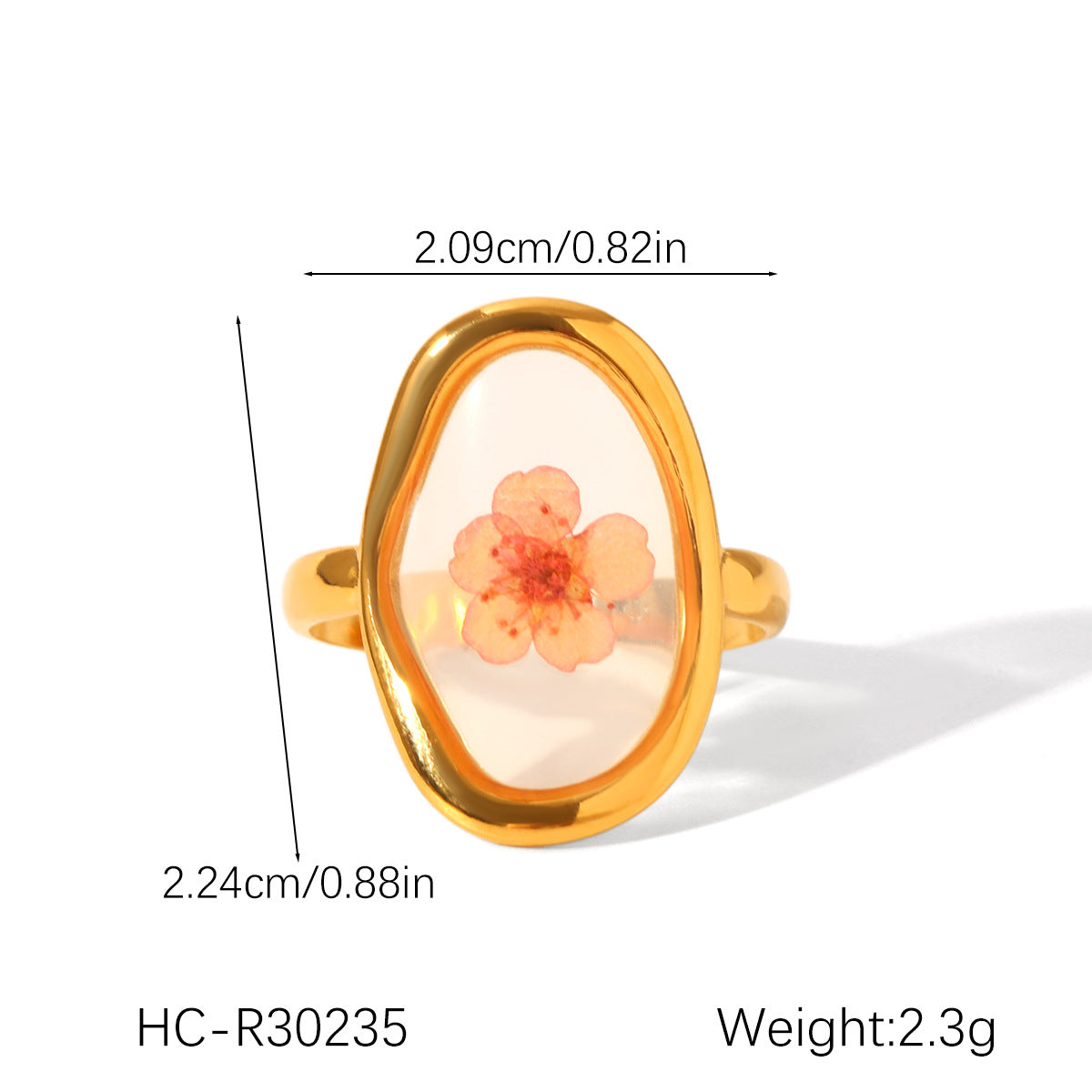 Stainless Steel Ring, Green Flower Daisy, Eternal Flower Ring, Titanium Steel, Non-fading, Finger Ring