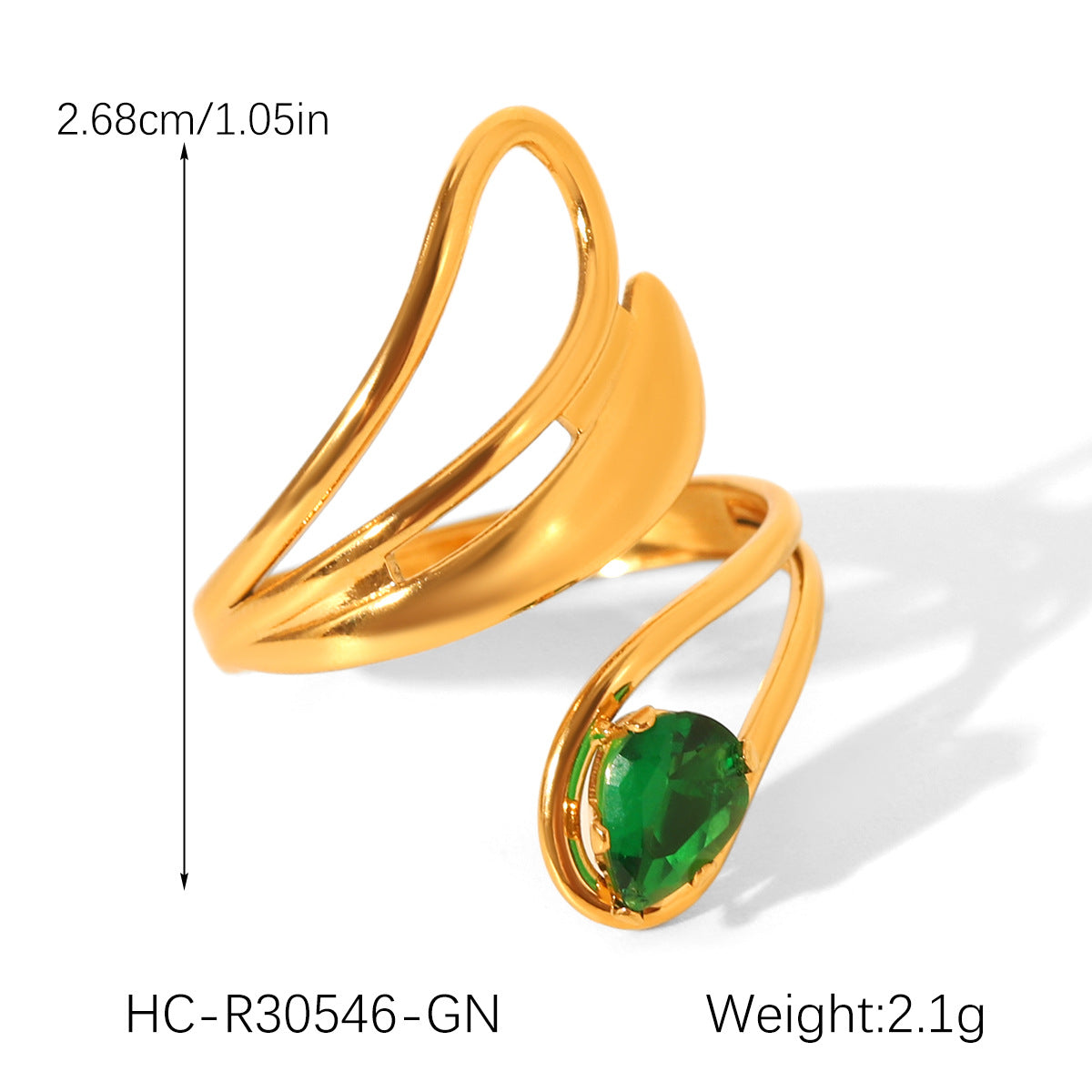 Geometric Stainless Steel Jewelry with Zircon Ring, Titanium Steel, Non-fading, Open-end Ring, High-end Feel Finger Ring