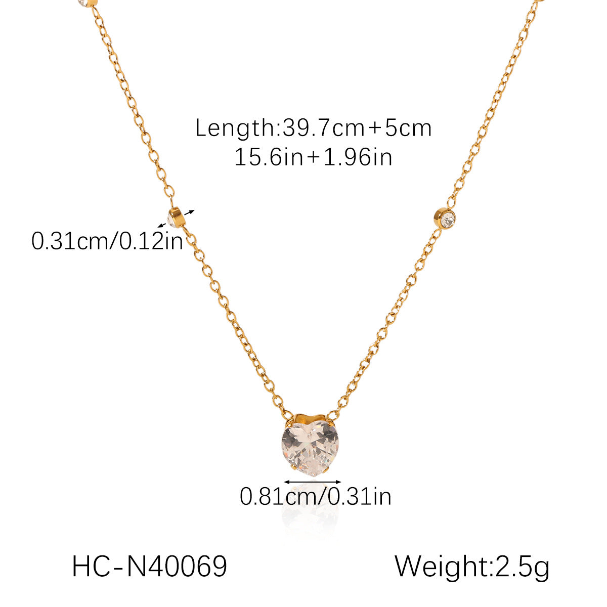 Stainless Steel Love Necklace with Zircon Clavicle Chain Women's High-end Titanium Steel 18K Gold-plated Necklace