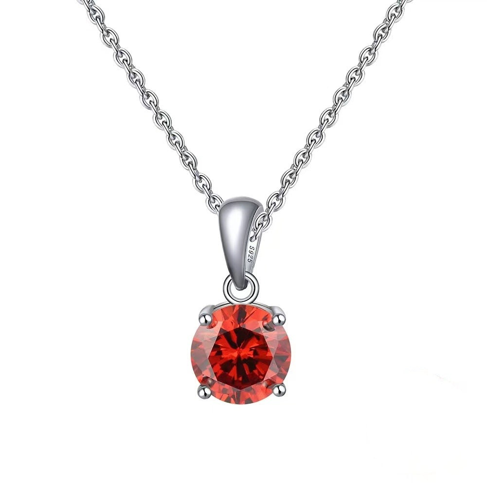 Mozambique Diamond Two Carat Pendant Lacy Necklace Colored Gemstone Four Claw Set Zircon Sparkling Necklace for Women