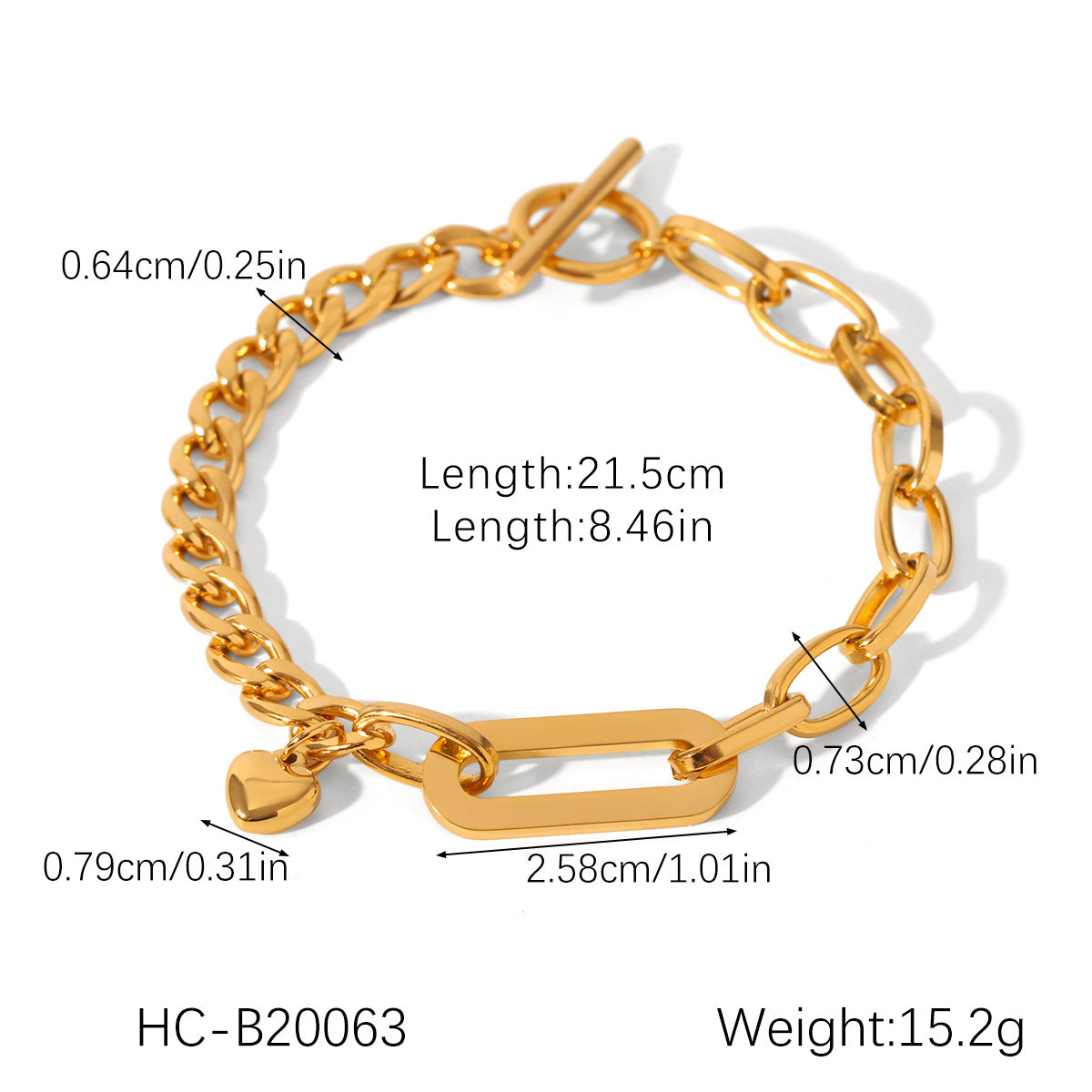 OT Buckle Heart-shaped Pendant Stainless Steel Bracelet for Women, Non-fading, High-end Feel, Heart-shaped Jewelry, Titanium Steel Accessory
