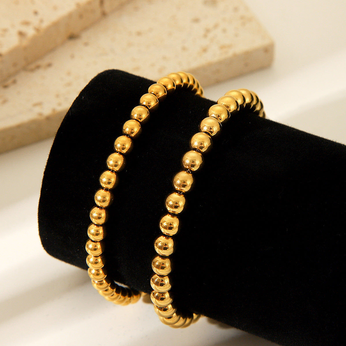 Fashionable and Simple 18K Gold Steel Ball Bracelet for Women Stainless Steel Bracelet INS Style Titanium Steel Jewelry Round Ball Chain