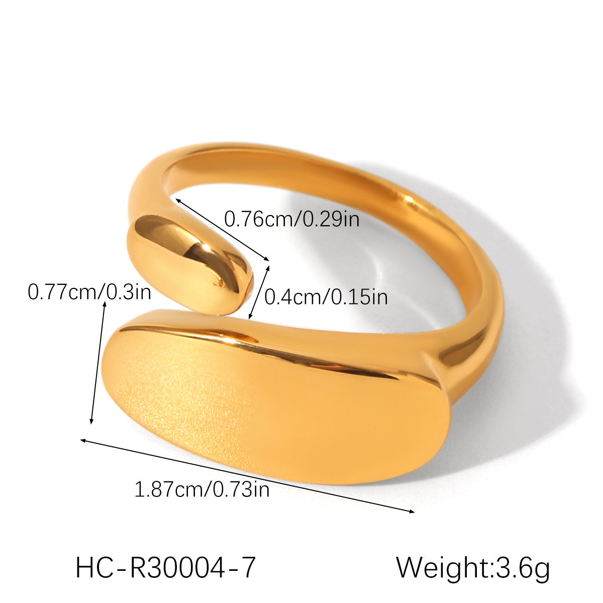 Ins-style Large Glossy 18K Gold Stainless Steel Ring for Women, Featuring Temperament, Titanium Steel, Non-fading, and High-end Hand Jewelry