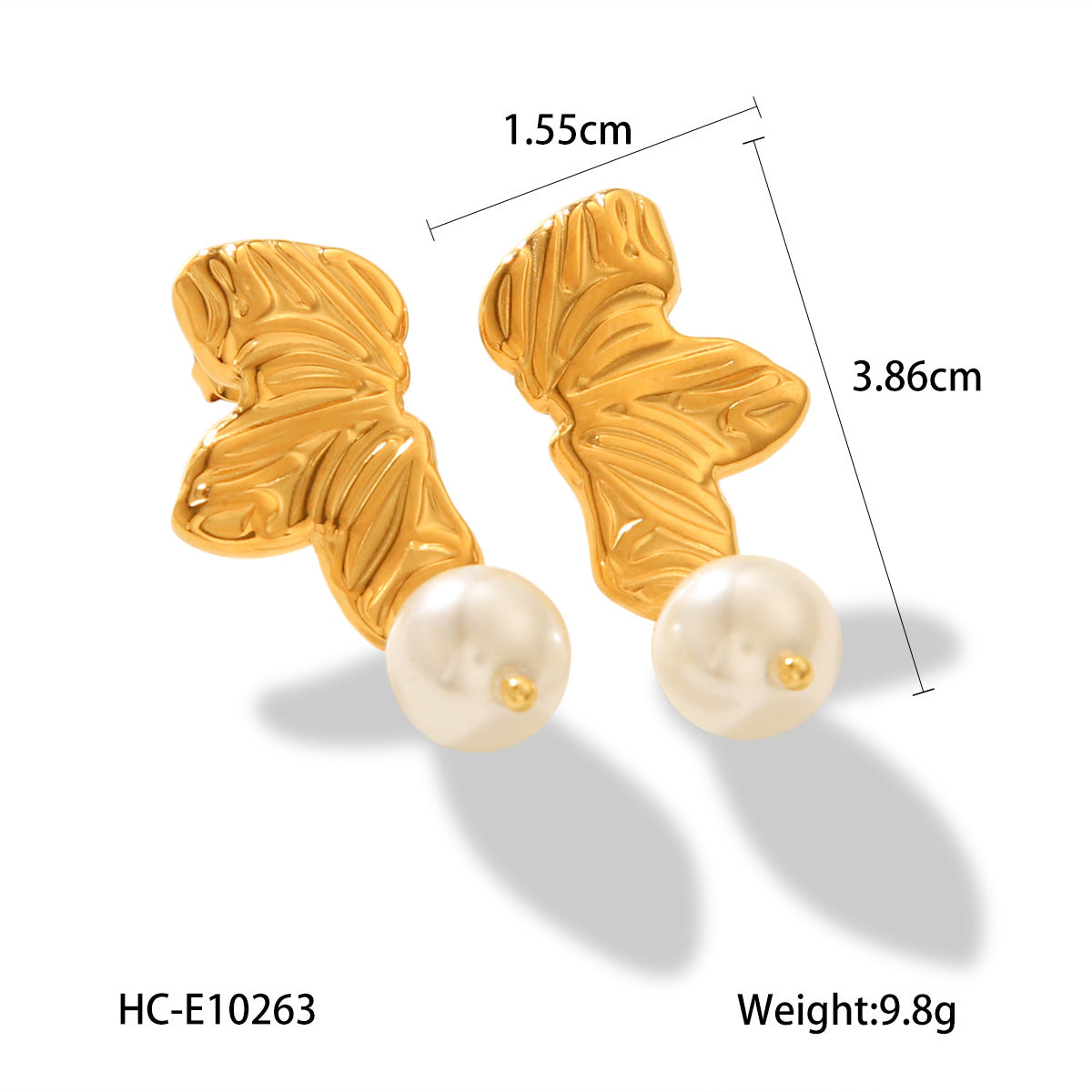 Fashionable 18k Gold-plated Stainless Steel Earrings, Leaf Pearl Earrings, Feminine Versatile Earrings