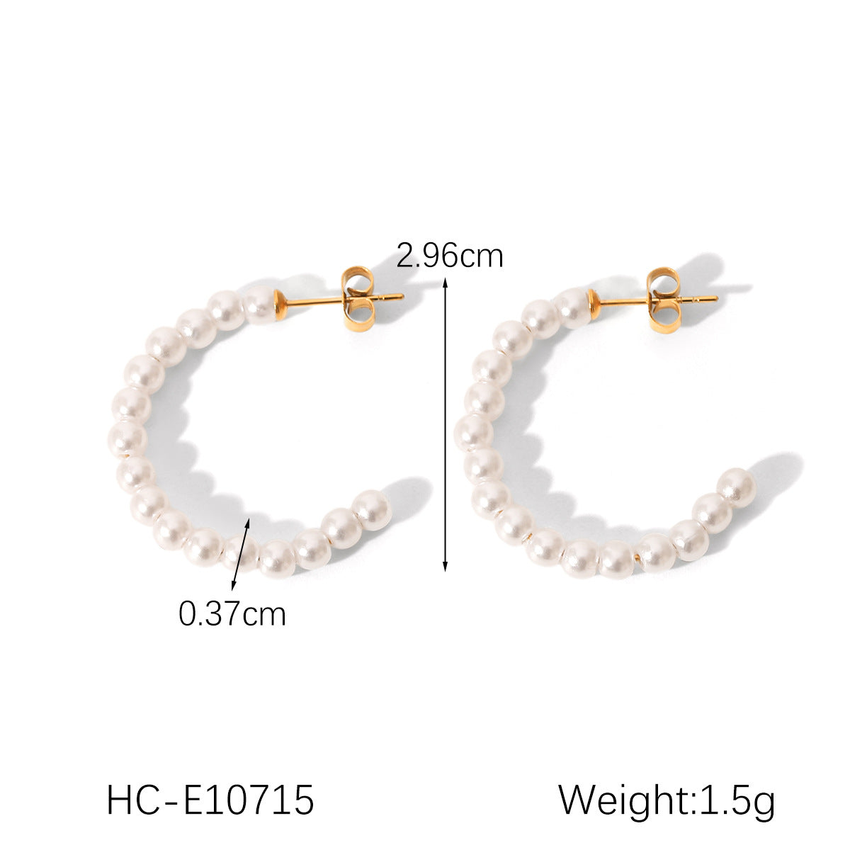 Stainless Steel C-shaped Pearl Earrings for Women, Vintage Style, Millet Pearl Earrings, High-end Earrings