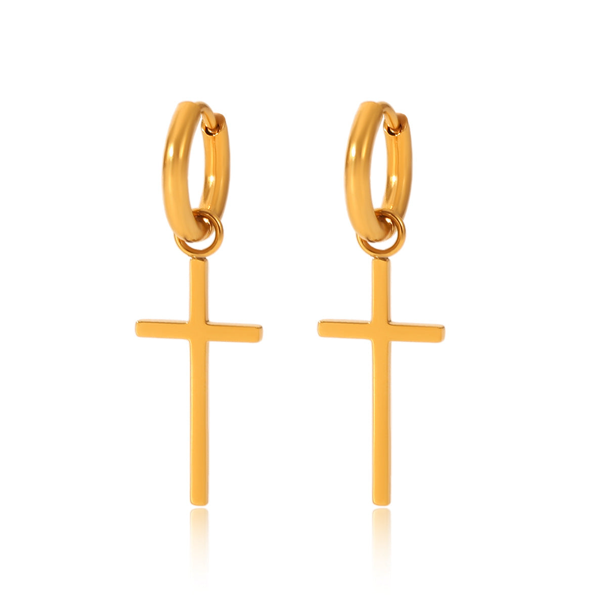 Stainless Steel Earrings, Cross Earrings, Light Luxury, High-end Pendant, Earrings, Versatile Titanium Steel Jewelry