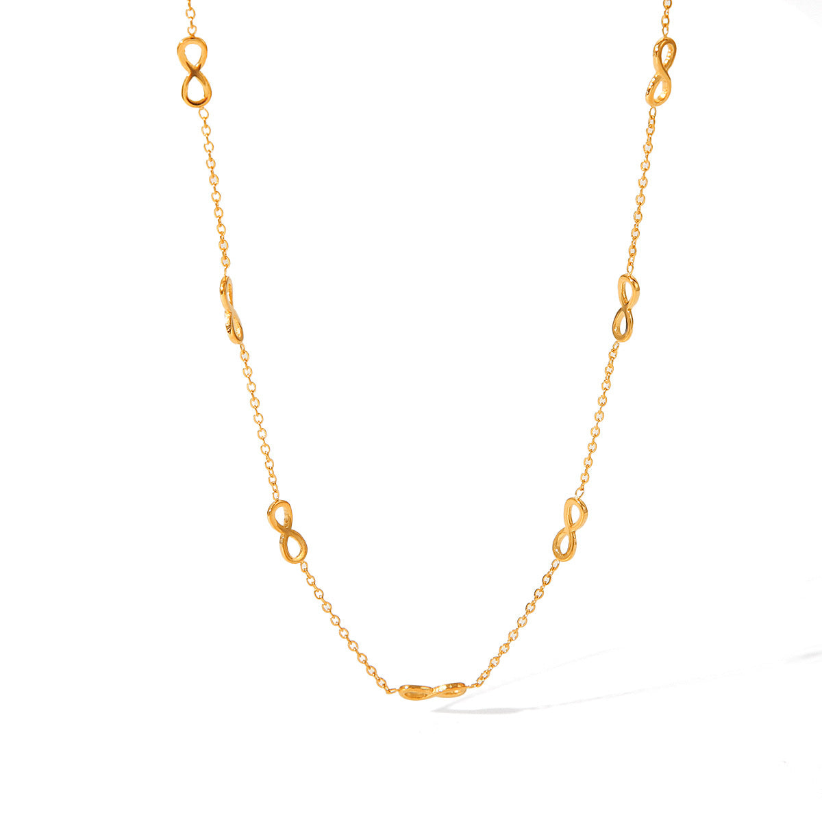 Titanium Steel Necklace 18K Gold-plated Stainless Steel Digital Necklace Does Not Fade Clavicle Chain Necklace